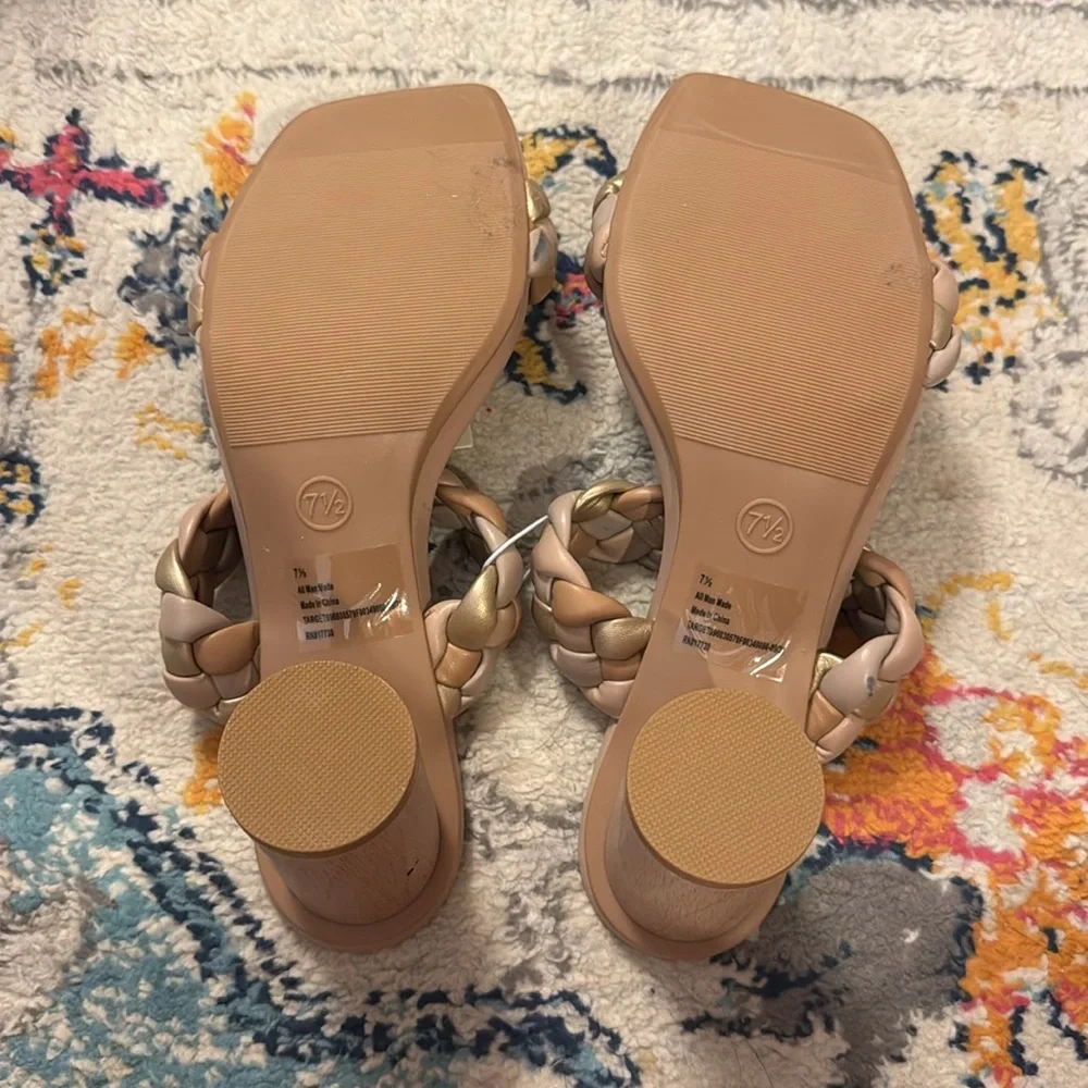 A New Day Braided Heels Basil multi colored tan gold - Picture 6 of 6